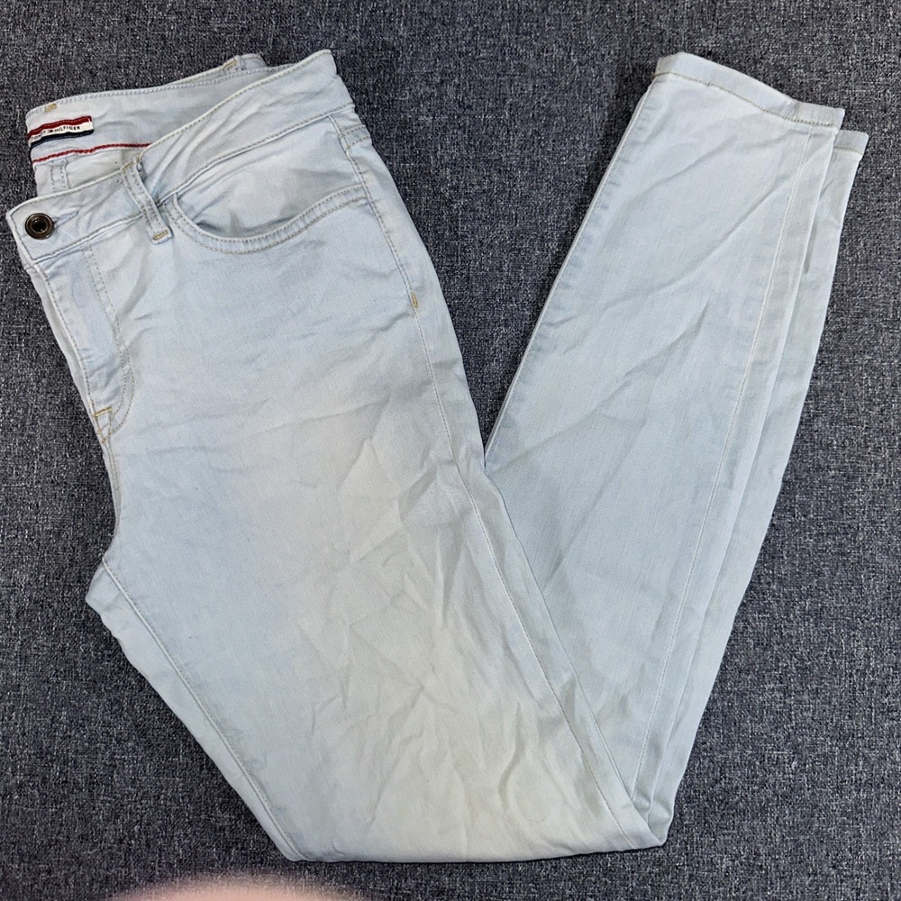 Tommy Hilfiger Mens Jeans 30x30 Light Wash Slim Fit Denim Pants Y2K